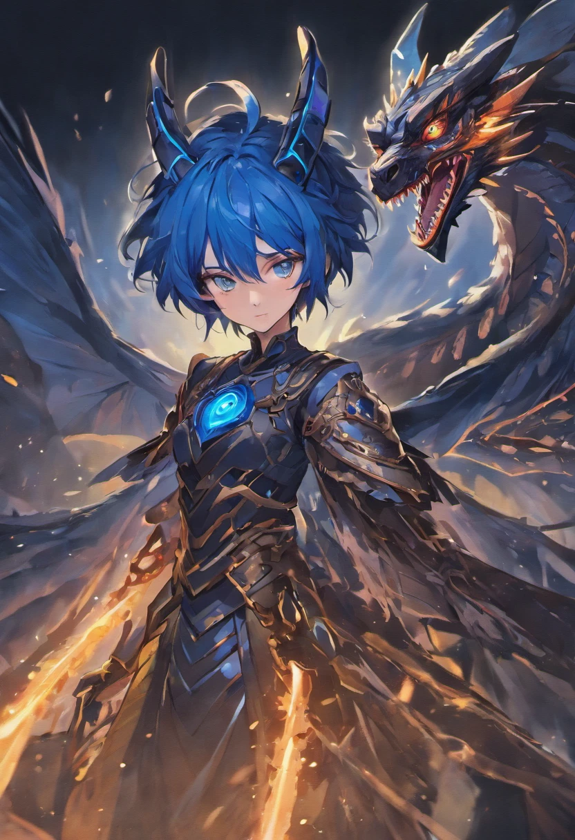 Black dragon close-up, Deep bright blue eyes, winged, with a planet in the background, epic fantasy sci fi illustration, Epic fantasy digital art style, The dark colors are mainly black and blue, epic scifi fantasy art, 4K fantasy art, amazing space creature 4 k, fantasy planet, Art fantastique grand angle, 8K fantasy art, Concept art wallpaper 4K, epic fantasy illustration, epic fantasy digital art, Stunning 8K artwork