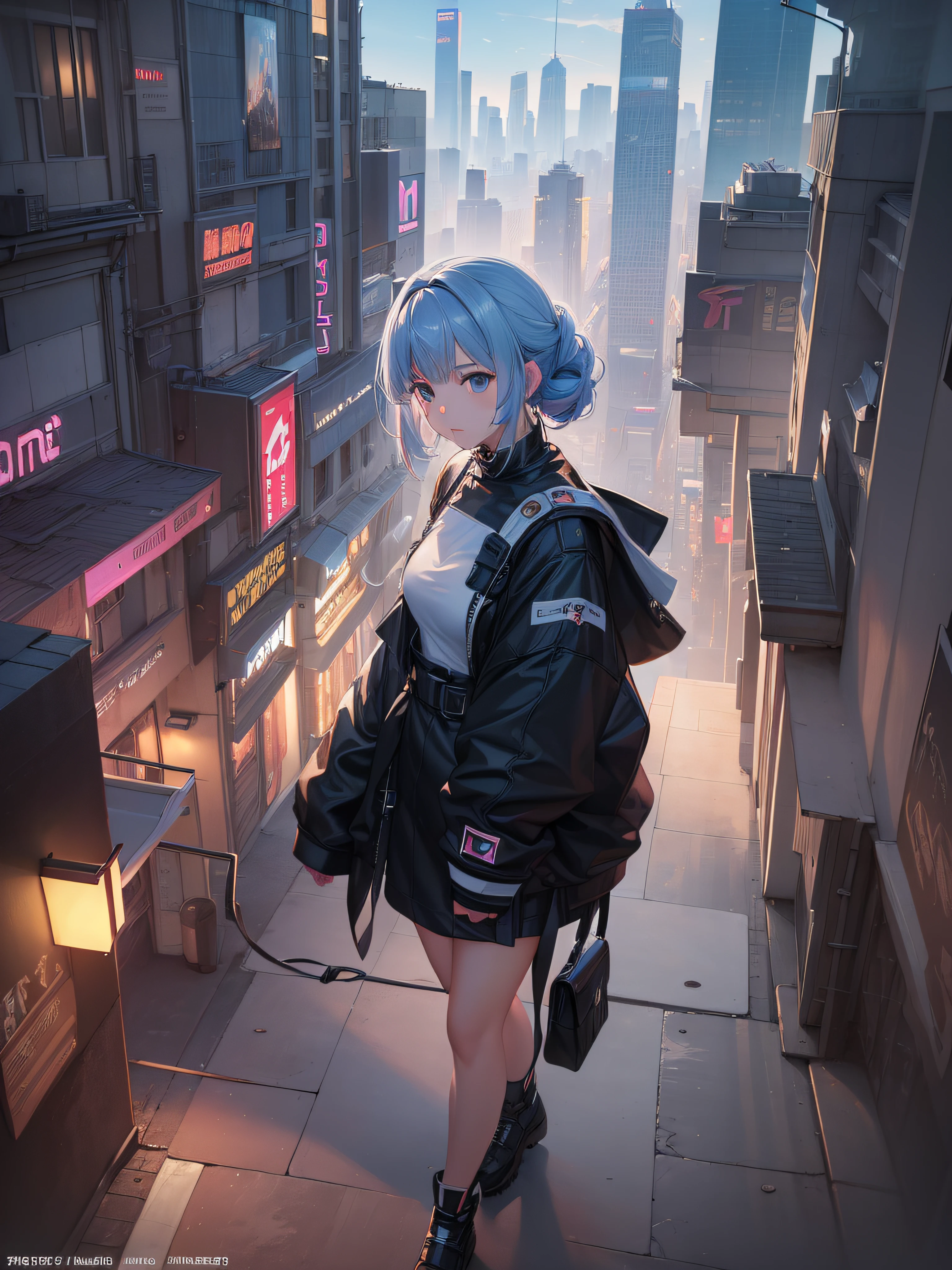 (((tmasterpiece)))、(((top-quality)))、((ultra-definition))、(High Definition CG Illustration)、((Extremely Delicately Beautiful))、The future city、run away、The girl ran away、Cinematic light、独奏、full body Esbian、Cyber City、2060s、anime big breast、trending on artstationh、Rachel Walker