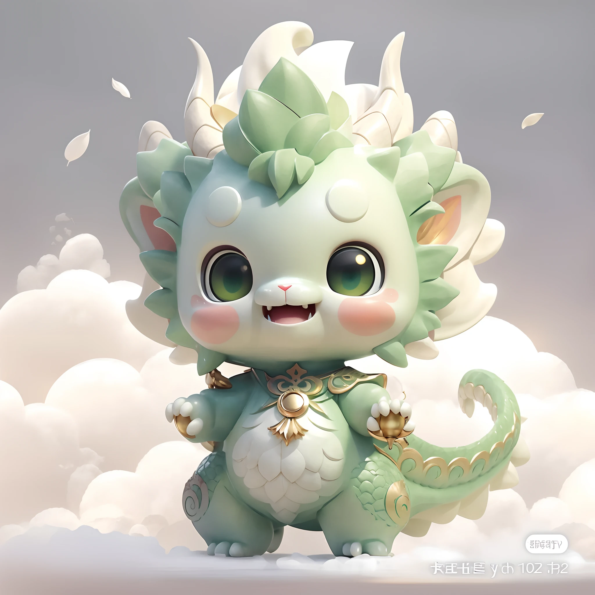 There is a green dragon with a golden bell on its head, Cute detailed digital art, lovely digital painting, cute little dragon, author：tooth wu, style of wlop, adorable digital art, [ trending on CGSociety ]!!, by Russell Dongjun Lu, Phlegm sputum, phlegm! pastel colour, 🌺 CGSesociety, by Yang J, Trends in CG society