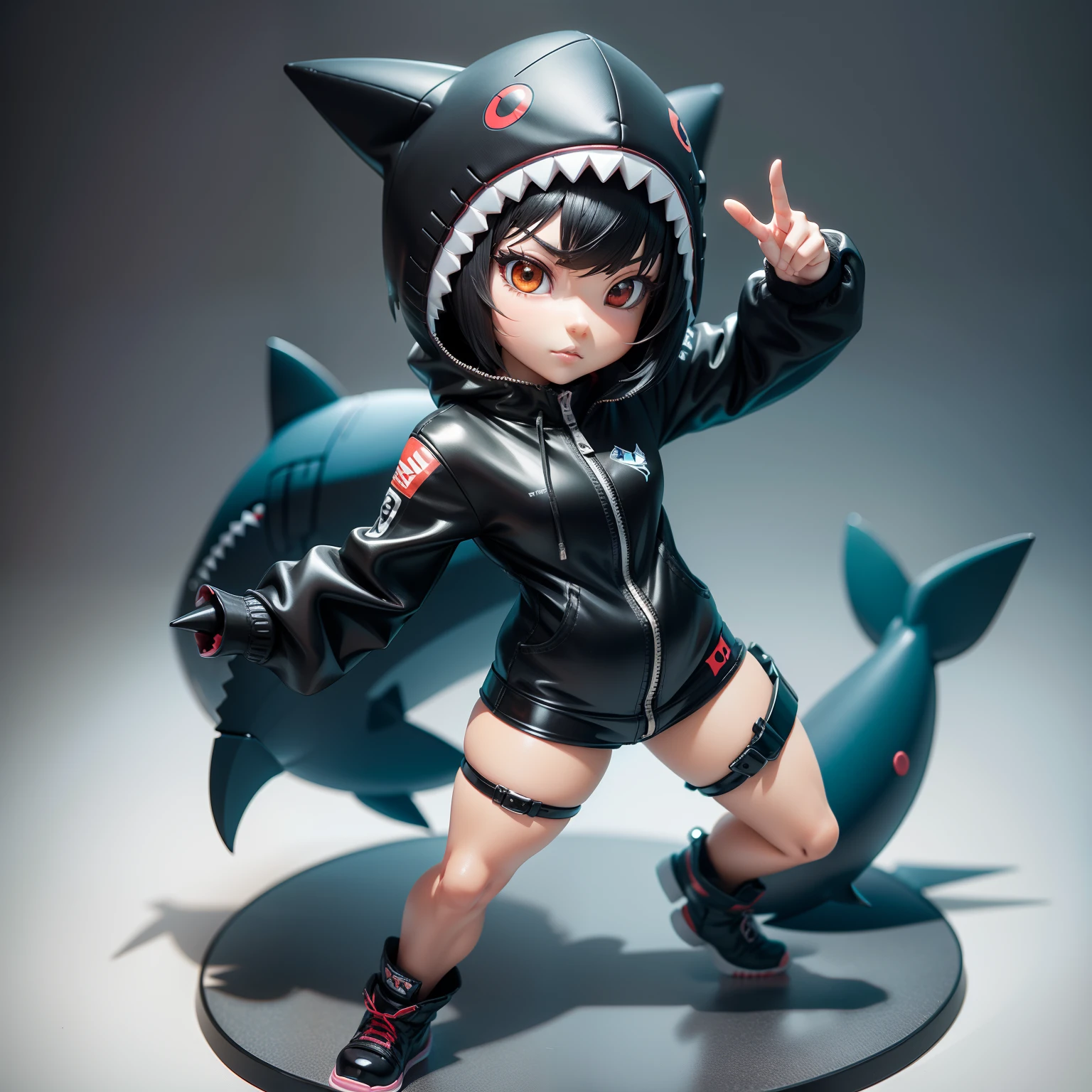 Blink, Chibi, Complete broker, Mega Mini, ninjartist, Shark hat, Shark tail, Shark costume, Hairstyle Bob, A dark-haired,