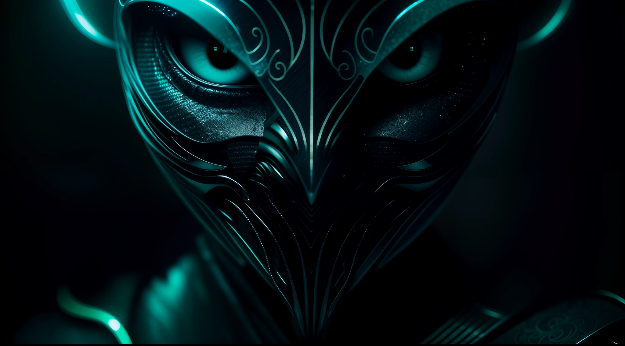 Ghostly portrait of a sexless alien, large empty eyes, sin cabello, piel verde escamosa, Futuristic from another dimension, alien creatures, cara completa, retrato, recto, cara completa, cosmic background, Altamente detallado, Photo green blue purple glitter, ojos rojos, mirada noble, Sexy Creature Adorable Image 8K Cinematic Dramatic Light, criatura sexi, asexuada, belleza salvaje, criatura buena y noble, peligrosa, mirada penetrante craneo estirado ojos grandes muy negros y gris, inteligencia superior, 8K, 16K intrincado, traje inteligente, Red viper tongue, mirada de ataque