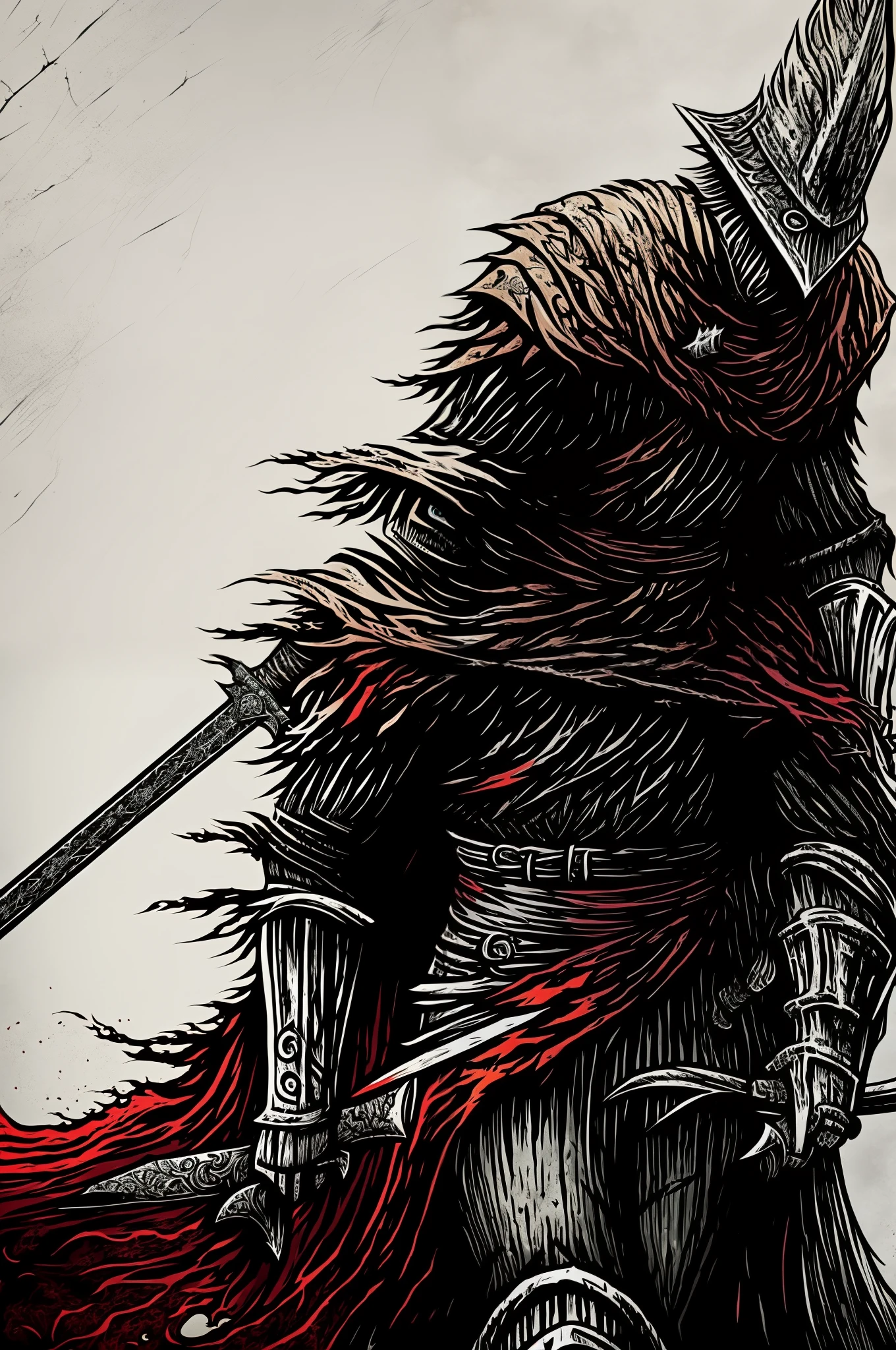 abyss watchers dark souls 3 fanart manga style berserk manga style vagabond manga style high quality beautiful painting satured painted beatiful colors