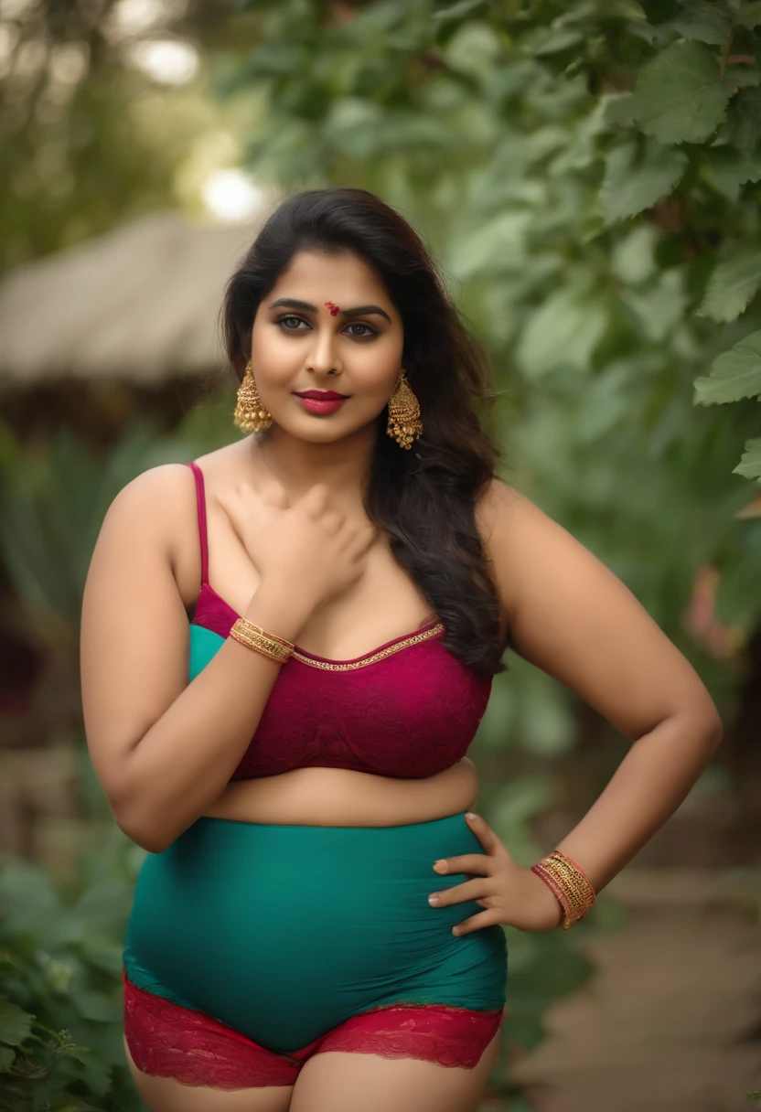 A beautiful chubby plus size girl in only bra and panty from Kanpur India