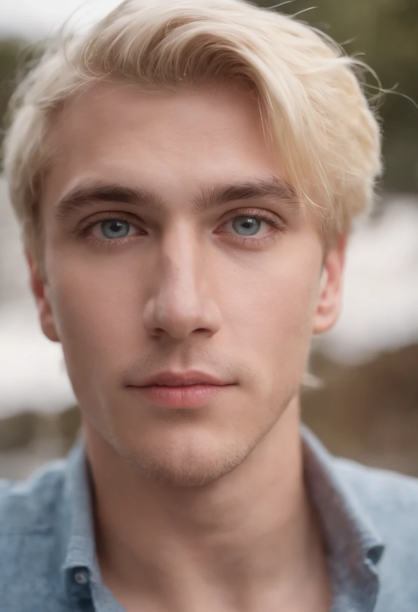 best quality, 1 Homem, homem bonito, blonde hair, english, young man, inteligente, olhos azuis gelados