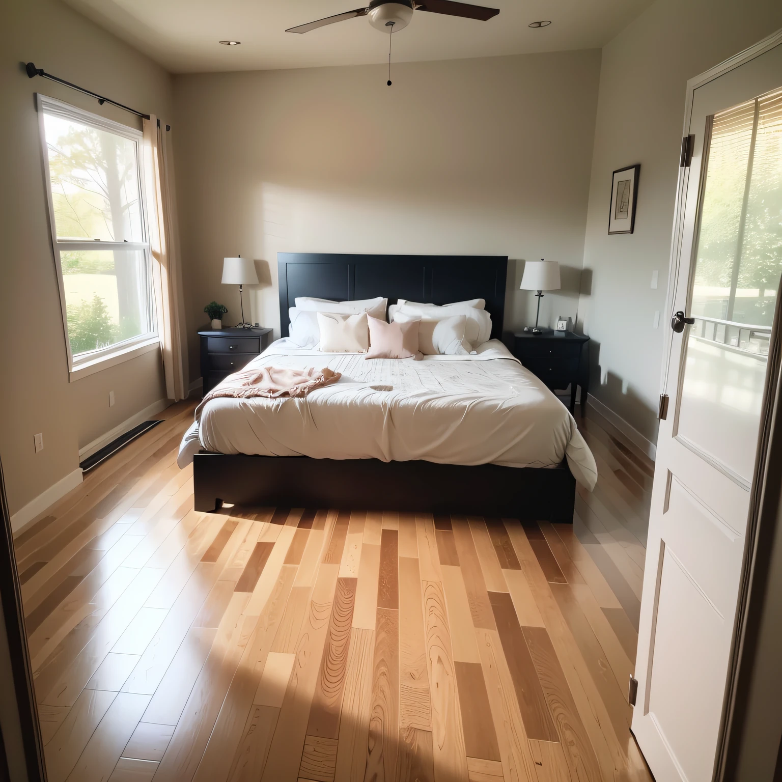 dark wood floor bedroom with Setting the Foundation