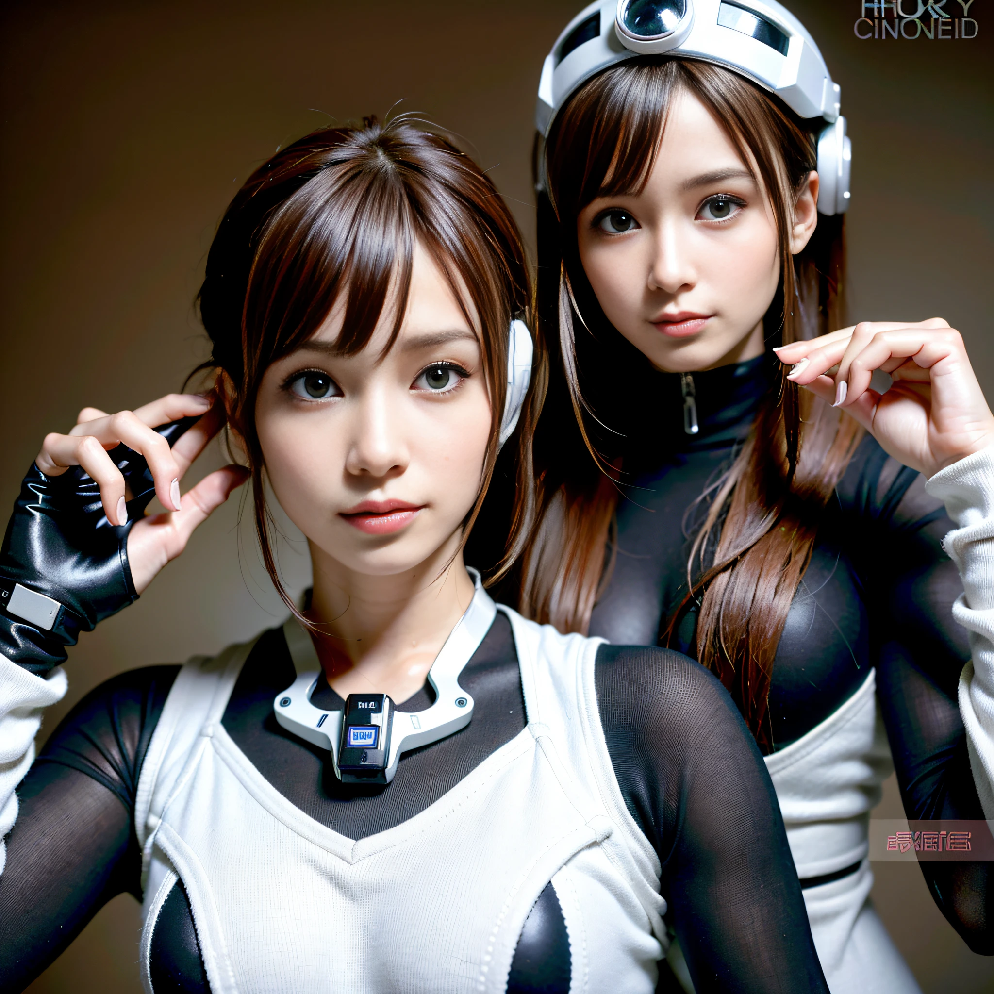 There are two robots that communicate with each other, anime robotic mixed with organic, Perfect Anime Cyborg Woman, Beautiful girl cyborg, cybernetic and highly detailed, beutiful white girl cyborg, anime cyborg, focus on two androids, an image of a beautiful cyborg, Cyborg girl, Cyborg - Girl, perfect cyborg female