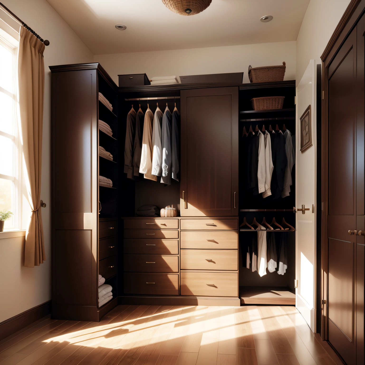 dark wood floor bedroom with Wardrobe or Closet