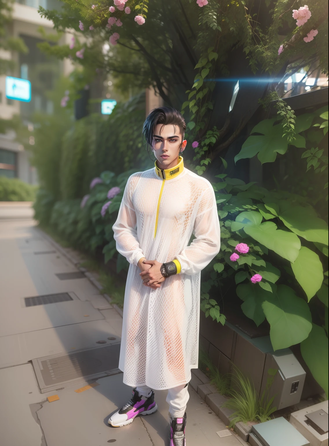 Change the background, cyber punk handsome boy, realistic face,8k, Ultra realistic
