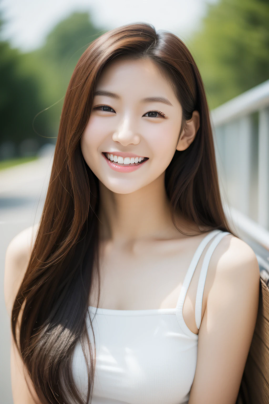 Japanese ),((beautiful girl)),cleavage,An expression that imagines something pleasant:1.2,(perfect body beauty:1.2),((perfect body)),(shy smile),beautiful teeth,