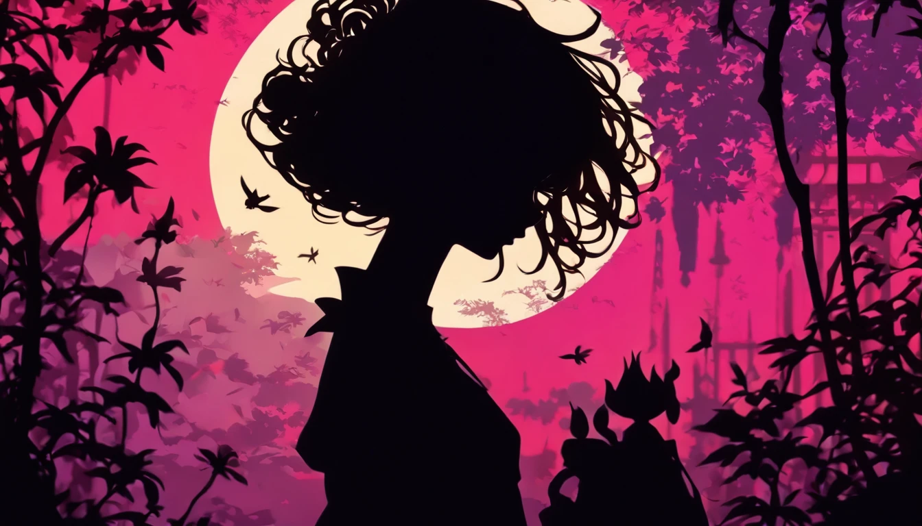 (Silhouette Art,cutouts:1.6)
(((Paper cutting art,A world where only black exists:1.3)
(Cowboy Shot),1 girl,Solo,
(Kimono Girl,profile:1.2),white, Clear and beautiful face,
BREAK
(Purple Moon、Red Spider Lily、Countless graves)
Textured glass background,