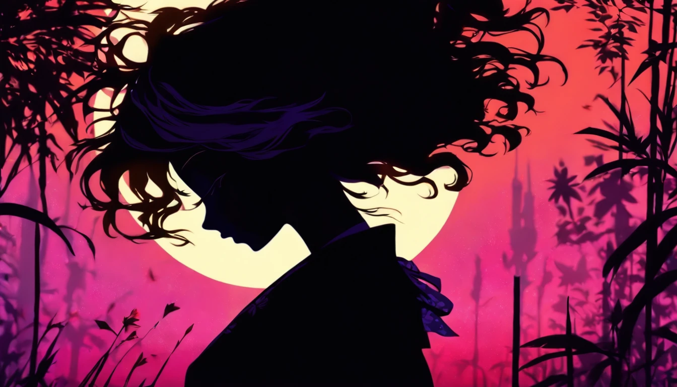 (Silhouette Art,cutouts:1.6)
(((Paper cutting art,A world where only black exists:1.3)
(Cowboy Shot),1 girl,Solo,
(Kimono Girl,profile:1.2),white, Clear and beautiful face,
BREAK
(Purple Moon、Red Spider Lily、Countless graves)
Textured glass background,