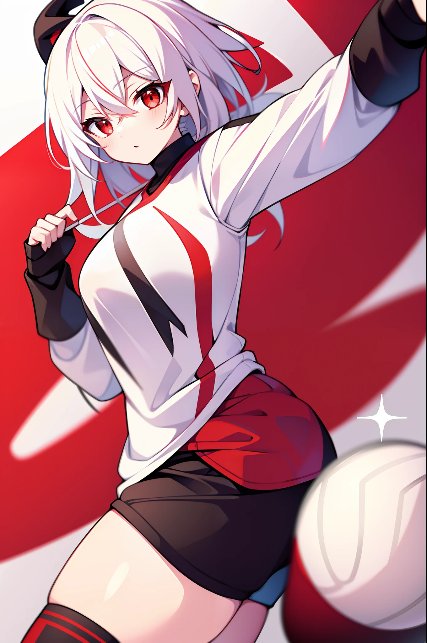 Kizi，Red eyes，White hair, female, volleyball jersey,