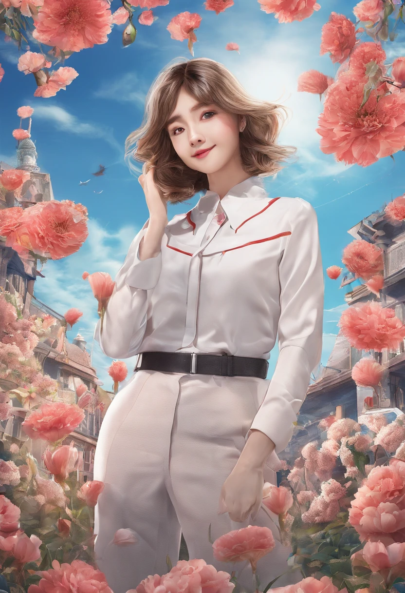 Best quality, High_Resolution, distinct_image, Detailed background ,Girl, random wear,flower, Night sky,Dutch angle, Wide shot,Shy smile, crown,