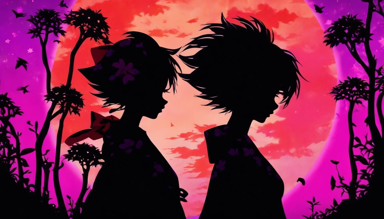 (Silhouette Art,cutouts:1.6)
(((Paper cutting art,A world where only black exists:1.3)

(Cowboy Shot),1 girl,Solo,
(Kimono Girl,profile:1.2),white, Clear and beautiful face,

BREAK
(Purple Moon、Red Spider Lily、Countless tombstones)
Textured glass background,