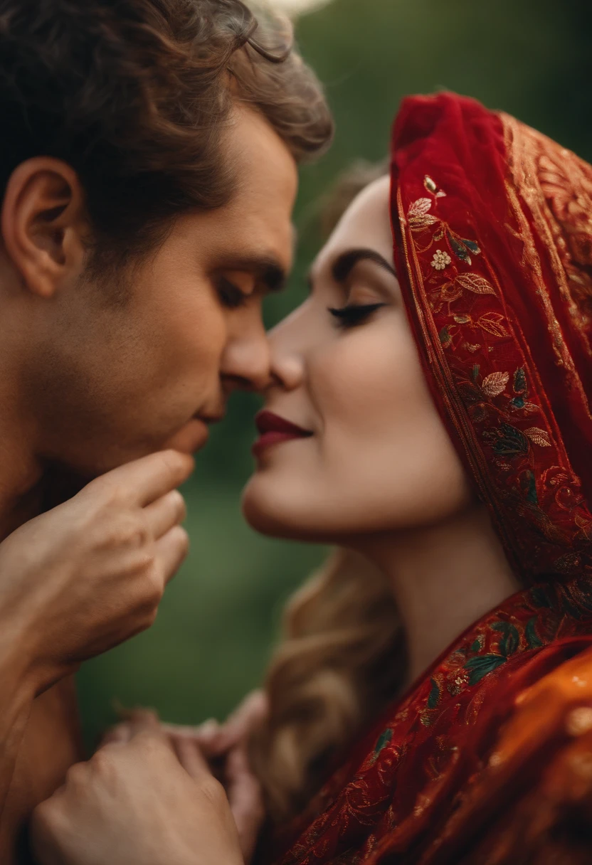 A couple in love,The upper part of the body