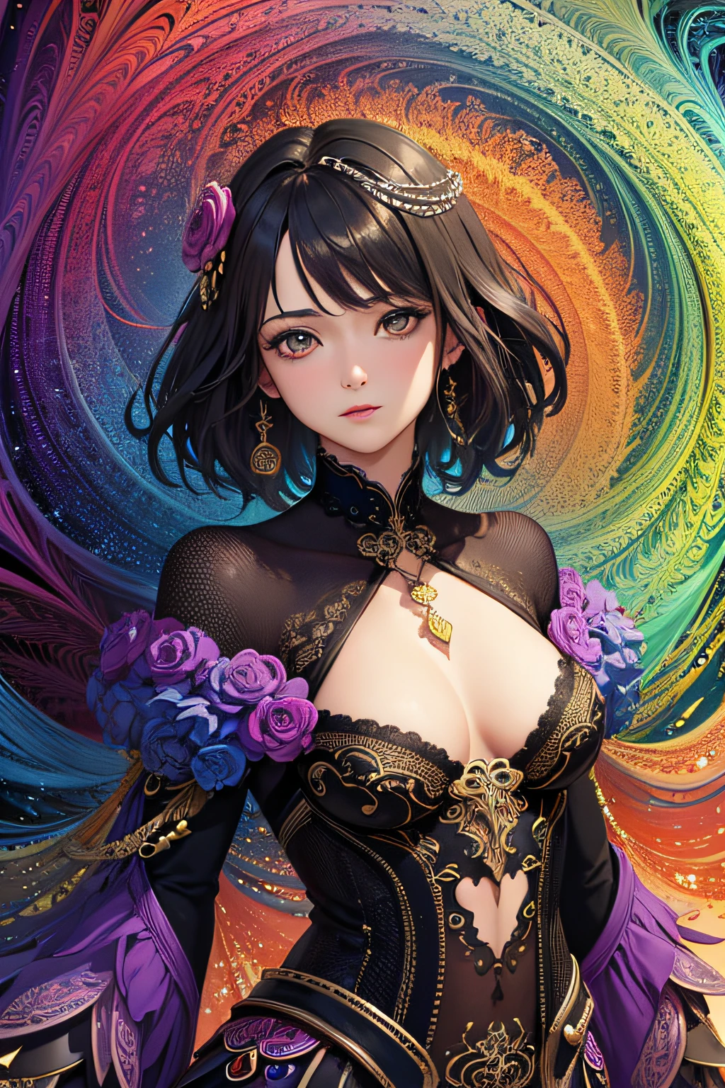 (masterpiece, top quality, best quality, official art, beautiful and aesthetic:1.2), (1girl), extreme detailed,(fractal art:1.3),colorful,highest detailed