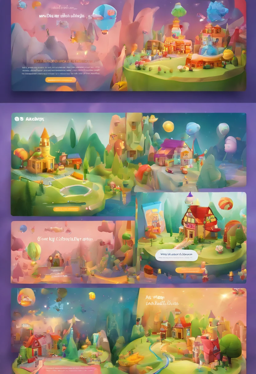 A hyperrealistic website landing page for a 3D kids' storybook," Welcome story lovers" as the greeting or opening title message, digital UI, UX design, 3Dreal images.