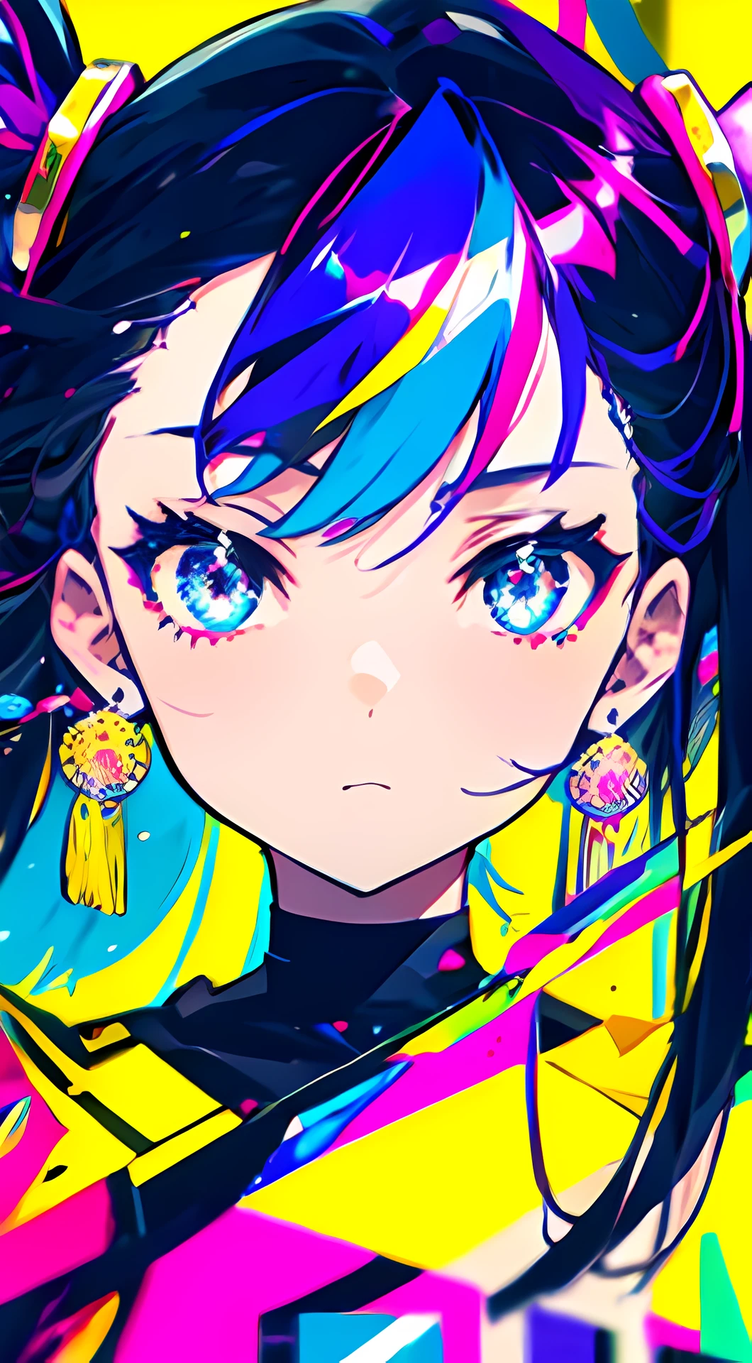(theme: vibrant and abstract), 1 girl, beautiful face