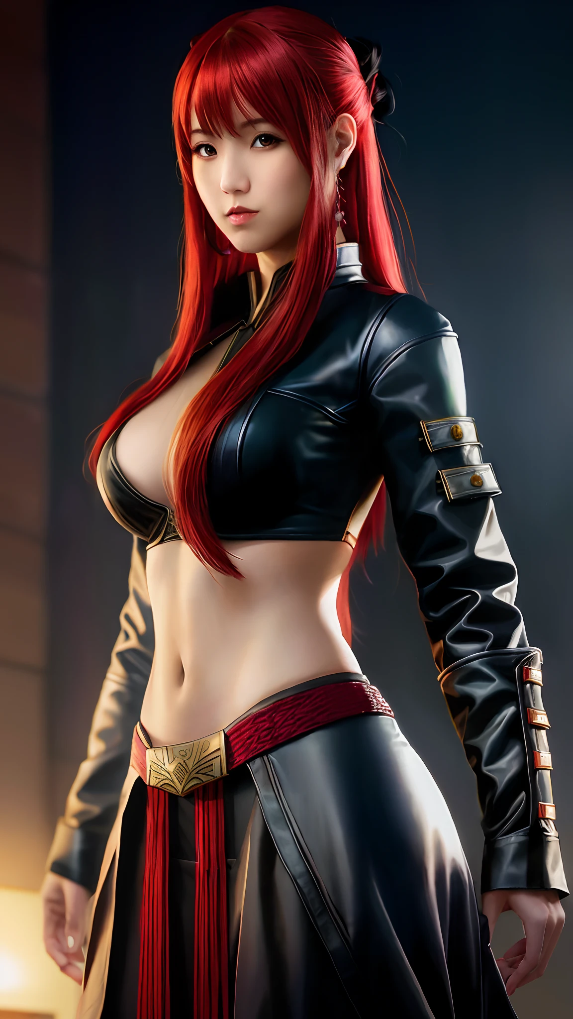 Amai Liu, mulher em uma roupa de couro preto posando para uma foto, Katarina, de League of Legends, Catherine, female redhead templar, Retrato de corpo inteiro de Jean Grey, Cyberpunk feminino ruivo, Retrato sedutor de Tifa Lockhart, mara jade |, Modelo IG | Artgerm, assassina feminina bonita, Deusa dos cabelos ruivos, assassino rouge feminino, Artgerm. High detail