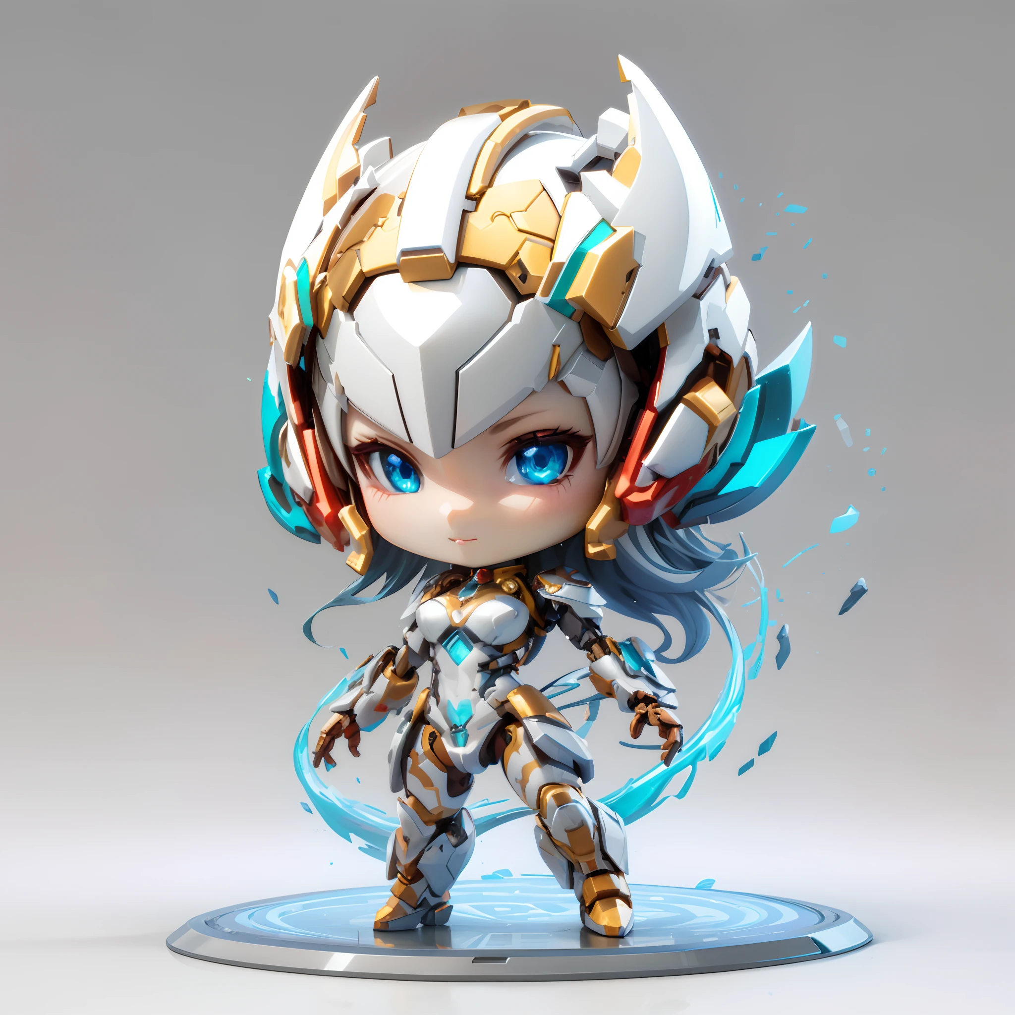 a close up of a toy figure of a girl with a sword, Advanced Digital Chibi Art, 3 d render character art 8 k, armor girl, Girl in Mecha Cyber Armor, Cute cyborg girl, render of a cute 3d anime girl, cute 3d render, epic mage girl character, 3d rendering stylized, very detailed character, nendroid