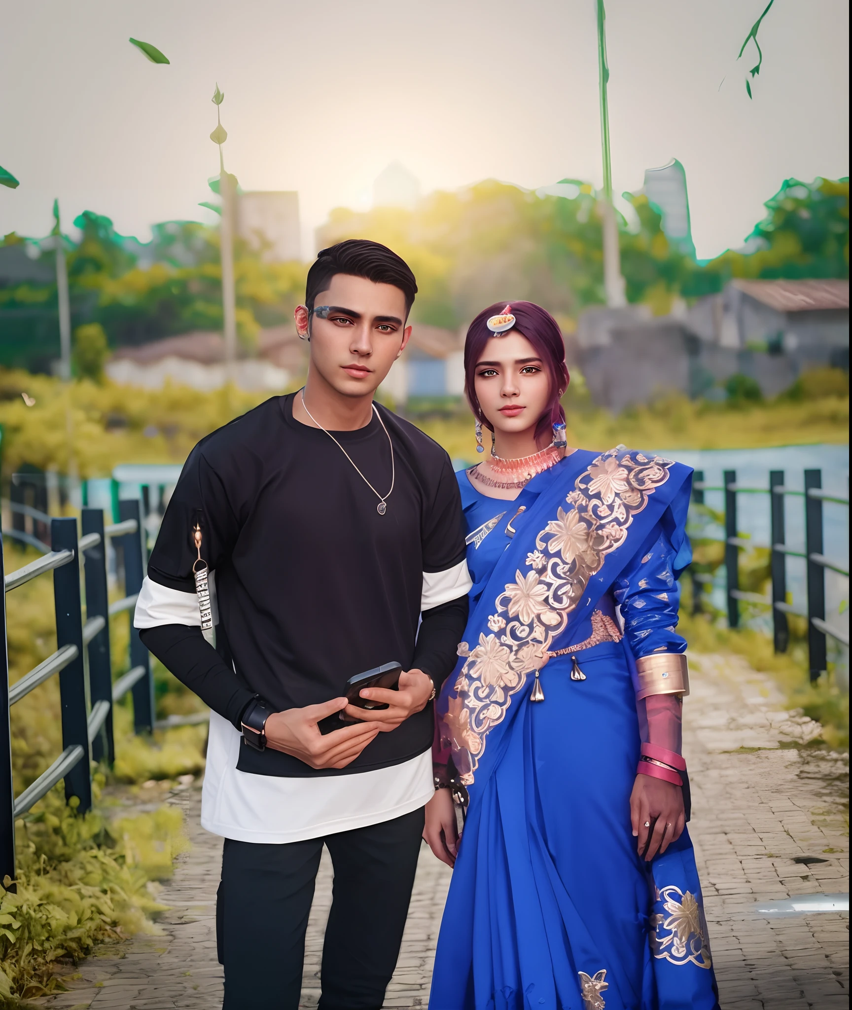 Change background cyberpunk handsome boy and girl realistic face, 8k, ultra realistic
