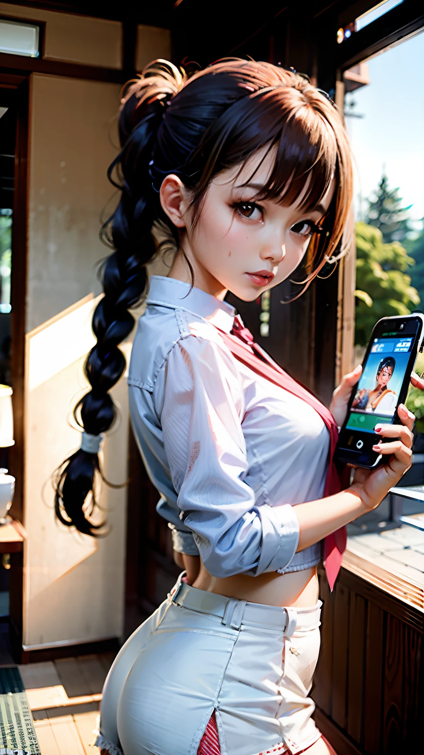 Arafe Japan woman in white shirt and super mini skirt, 8K selfie photo, girl cute-fine-face, tri braids、Gorgeous young Korean woman, poneyTail、Sexy、Beautiful、Beautiful lower body、Miharu-chan, cute - fine - face, Beautuful Women, 奈良美智, Hot with shining sun, Beautiful young Korean woman, xintong chen