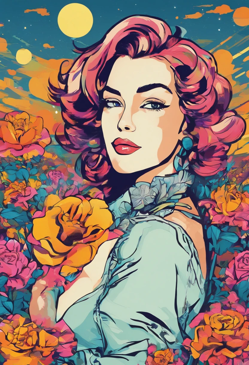 [masterpiece], [best quality], [ultra-detailed], [vintage style], [romantic], [60s vibe], [pin-up], uma rosa vermelha dentro de um circulo.