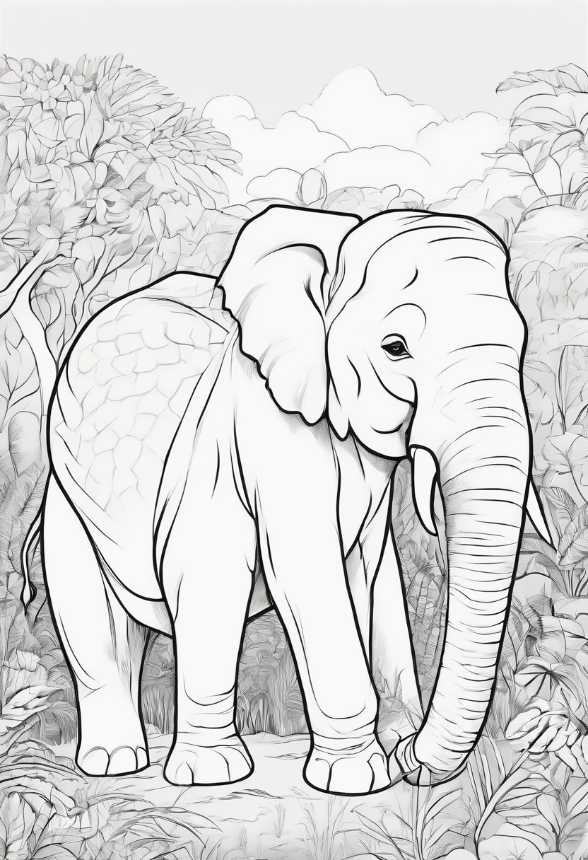 Coloring page for kids, drawing of zoo animals, line art, simple classic cartoon style --no colors