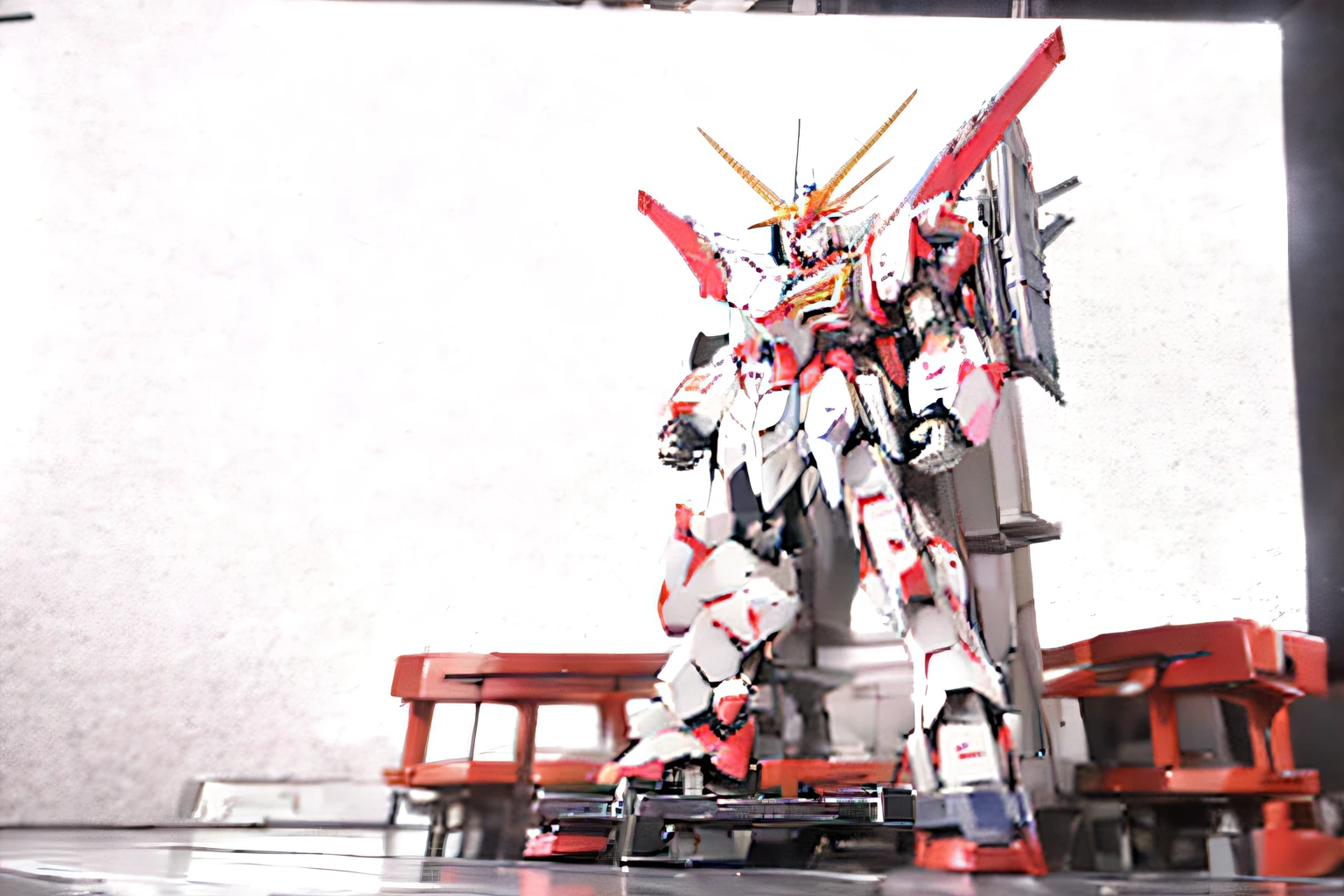 8k、Alafed model of a large robot standing on a platform, on a gundam, GUNDAM ROBOT, Gundam, taken with sony a7r camera, Mobilesuit, gunpla, photo taken with sony a7r, Gundam Style, taken with sony alpha 9, captured with sony a3 camera, taken with canon eos 5 d mark iv