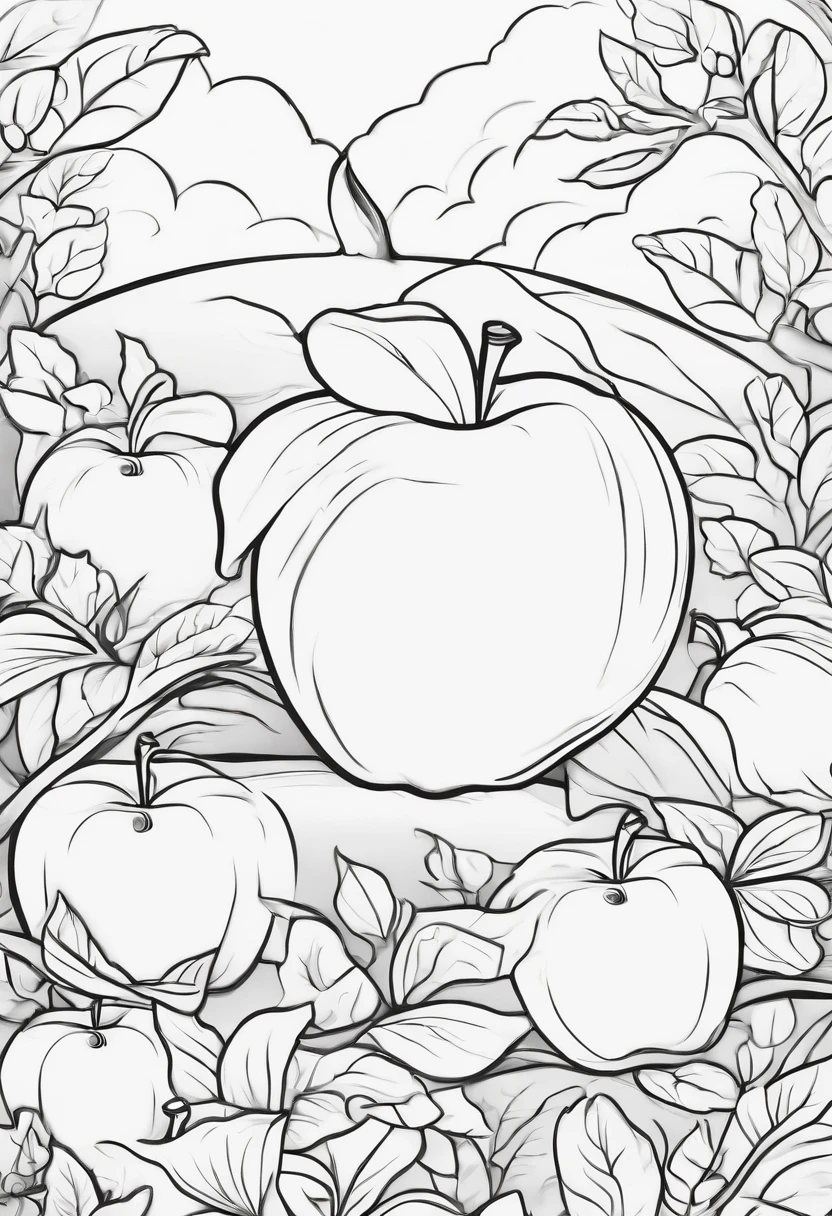 Coloring page for kids, cartoon style apple --no colors
