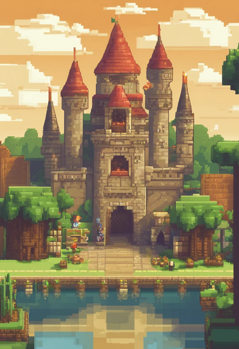 a game escenary of the interior of a castle plaza, market, the legend of zelda