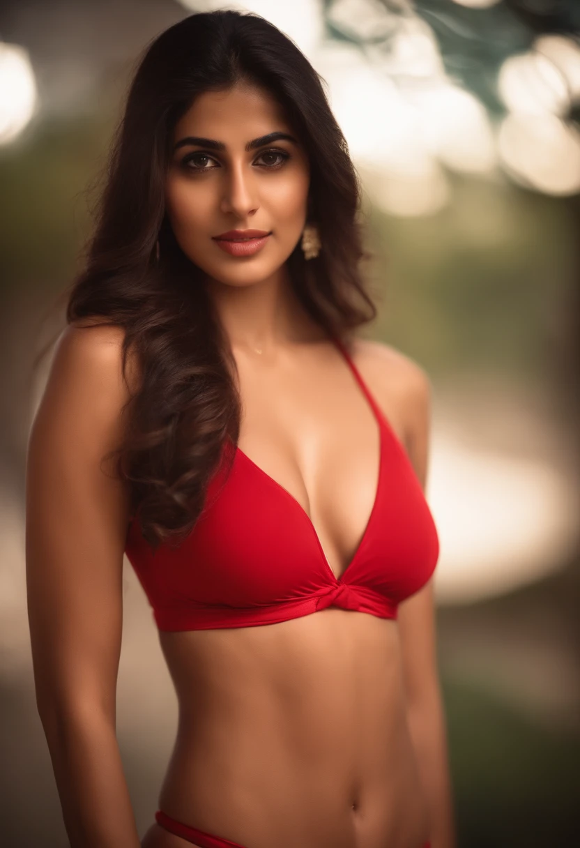 Pakistani college babe with 32 DD cup size in a red bikini