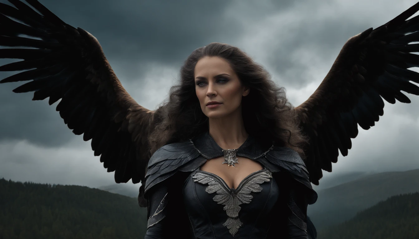 Close-up of a woman flying through the air with her wings，Silver hair，red color eyes，Human face，The body of an eagle, harpy, Hands and legs are like the grip of an eagle， raven winged female vampire, (Ugly 1.5)Eagle body（Succubus：1.2），Gothic horror，(The upper body is a woman, The lower body is an eagle:1.5),A turtle(Human-faced eagle:1.5)Strange bird standing in the night sky，There are clouds and the moon，Fantastical，4K，best qualtiy，primitive, the night，（(Ultra-detailed and high-precision details))，(The picture is clear and sharp)，Banshee in Van Helsing's films