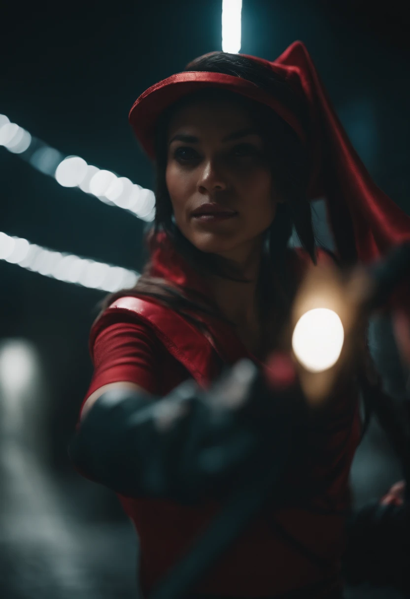 Desenhe Akali em um confronto noturno nas sombras de Ionia, sua terra natal, usando suas habilidades ninjas para derrotar seus inimigos, cinematografic, 8K ultra realista