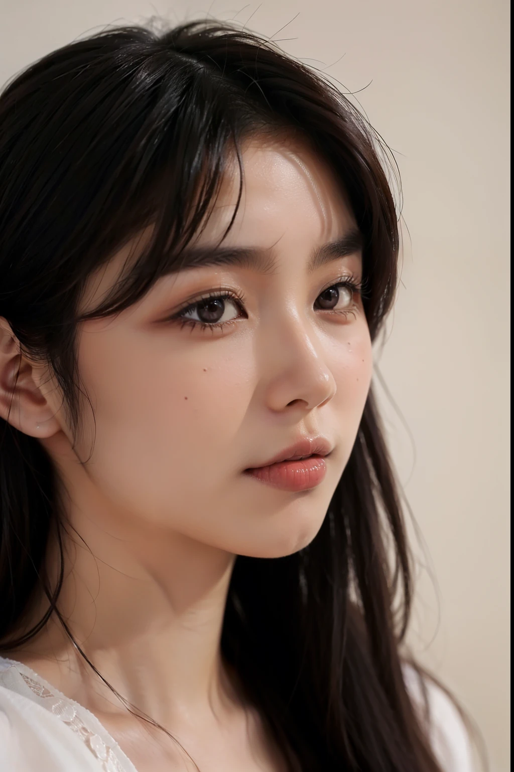 asian female、Beautuful Women、Nice eyes and nose、smooth hair、Photo book style、modeled、natural、Tickle the man's heart