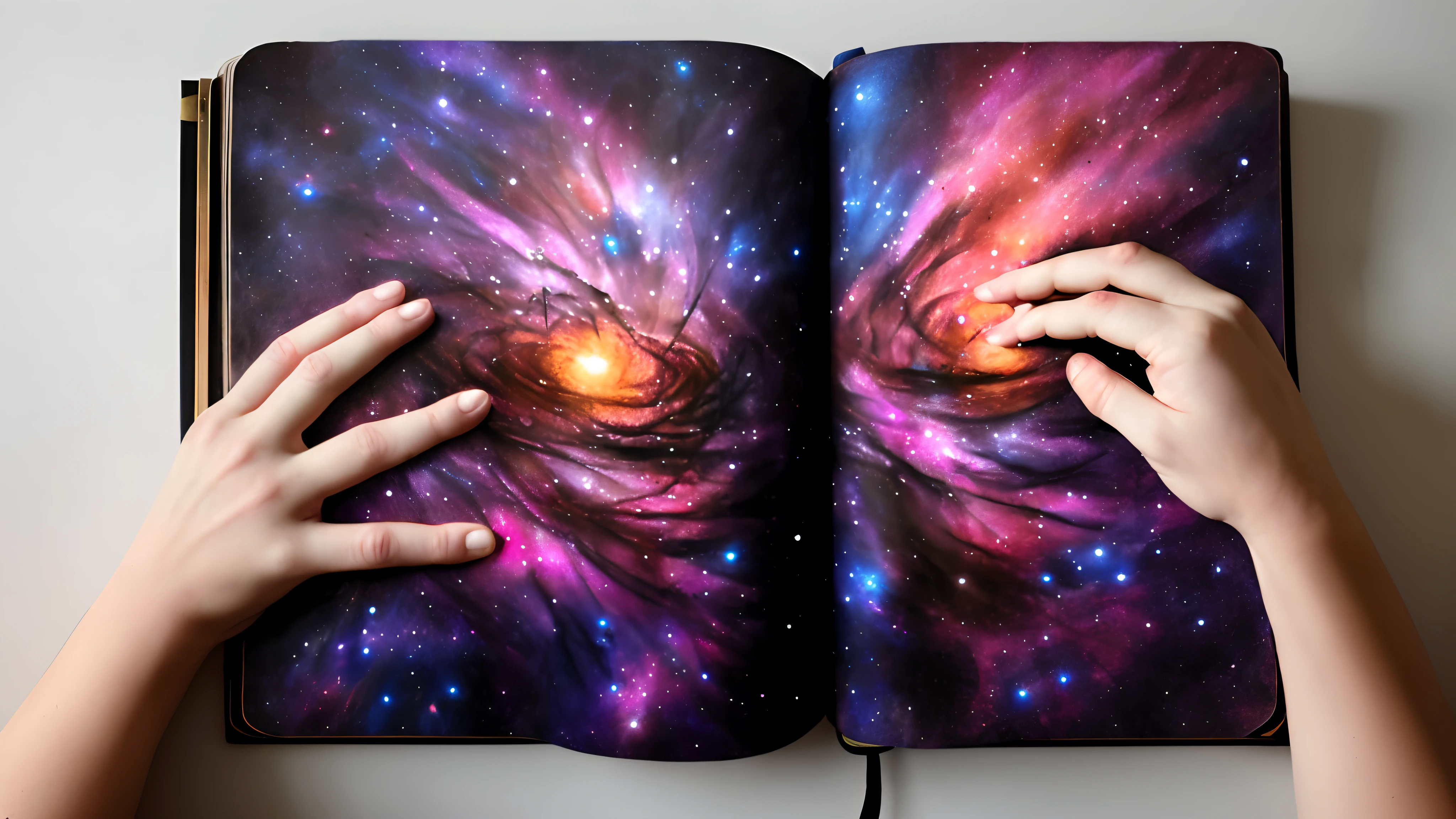 A galaxy with large hands is clenching in shadows.