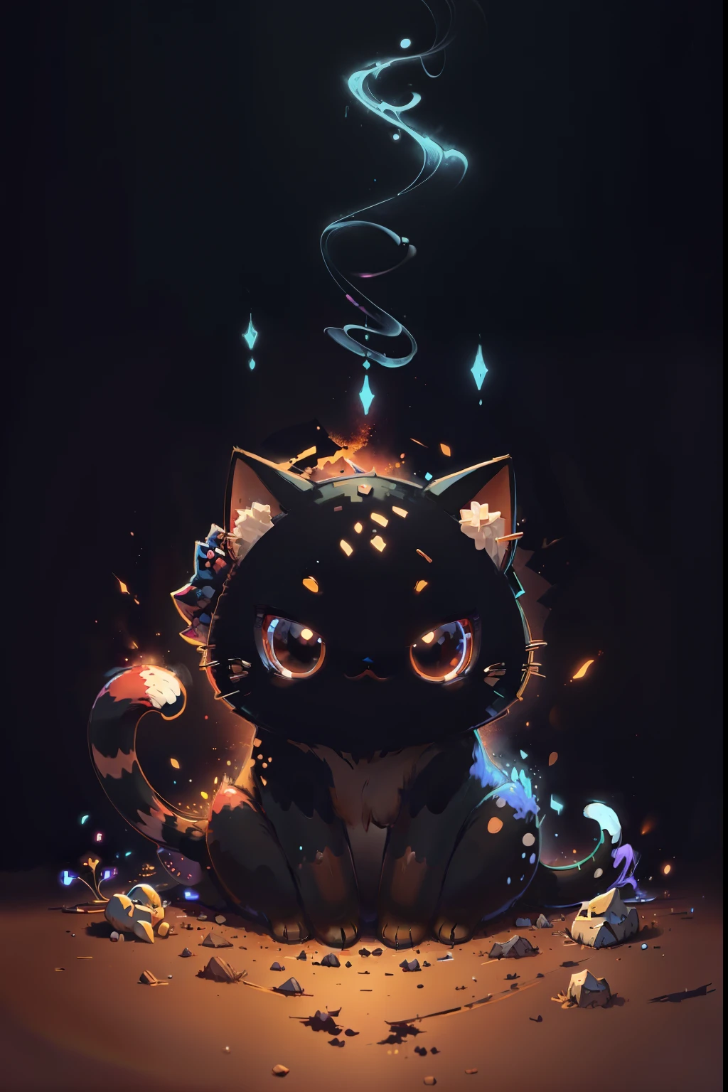 there is a cat (carei) that is sitting in the dirt, 4k highly detailed digital art, cute detailed digital art, 4k detailed digital art, 8k stunning artwork, adorable digital painting, 8k high quality detailed art, cute digital art, 4k detailed art, beautiful digital artwork, 4 k highly detailed art, beautiful art uhd 4 k, 4k fantasy art