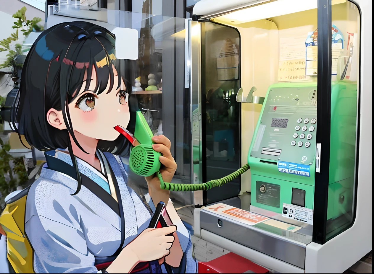 A woman in a white shirt, nostalgic and heartwarming, telephone, Japanese trends, has a very advanced telephone, telephone, Japanese woman, photo taken in 2020, heartwarming, girl on the phone Telephone ,cute,