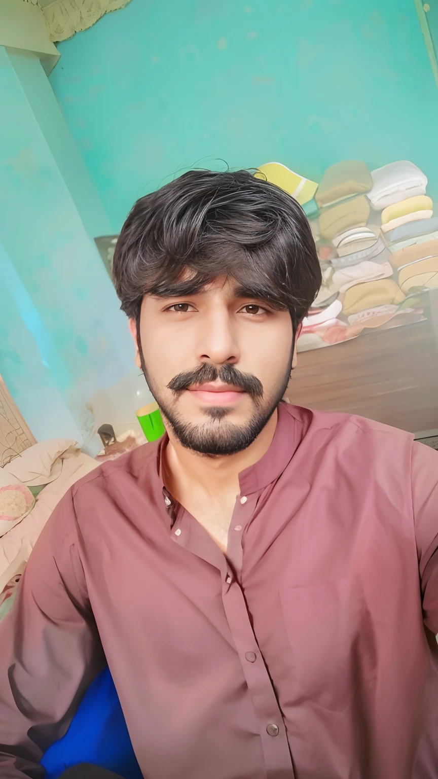 arafed man with a mustache and a beard sitting in a room, very very low quality picture, profile pic, khyzyl saleem, an afghan male type, kyza saleem, without beard, without beard and mustache, ash thorp khyzyl saleem, ayan nag, very clear picture, 8k selfie photograph, facebook profile picture