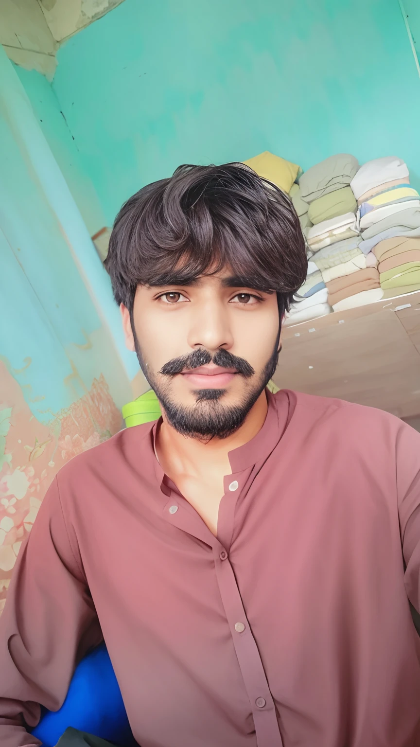 arafed man with a mustache and a beard sitting in a room, very very low quality picture, profile pic, khyzyl saleem, an afghan male type, kyza saleem, without beard, without beard and mustache, ash thorp khyzyl saleem, ayan nag, very clear picture, 8k selfie photograph, facebook profile picture