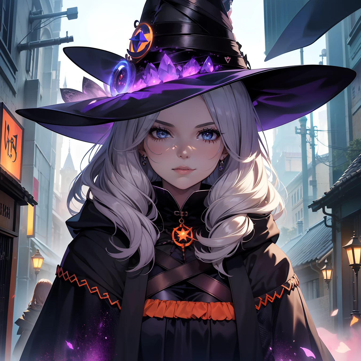 (1 girl in:1.4)、(Witch costume:1.5)、Halloween costumes、a beauty girl、15yo student、Super beautiful、8k、realisitic、HDTV、proffesional、HDR、top-quality、Super masterpiece、