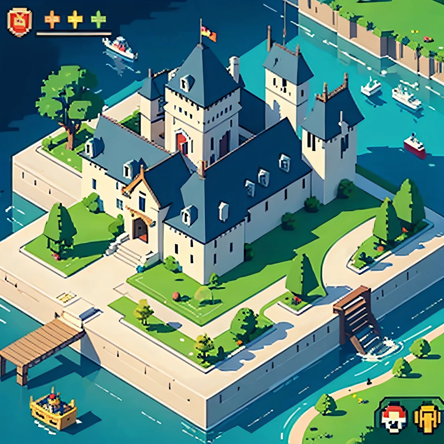 Pixel Game, 8bit game, icon, map, Castle, dot Character,