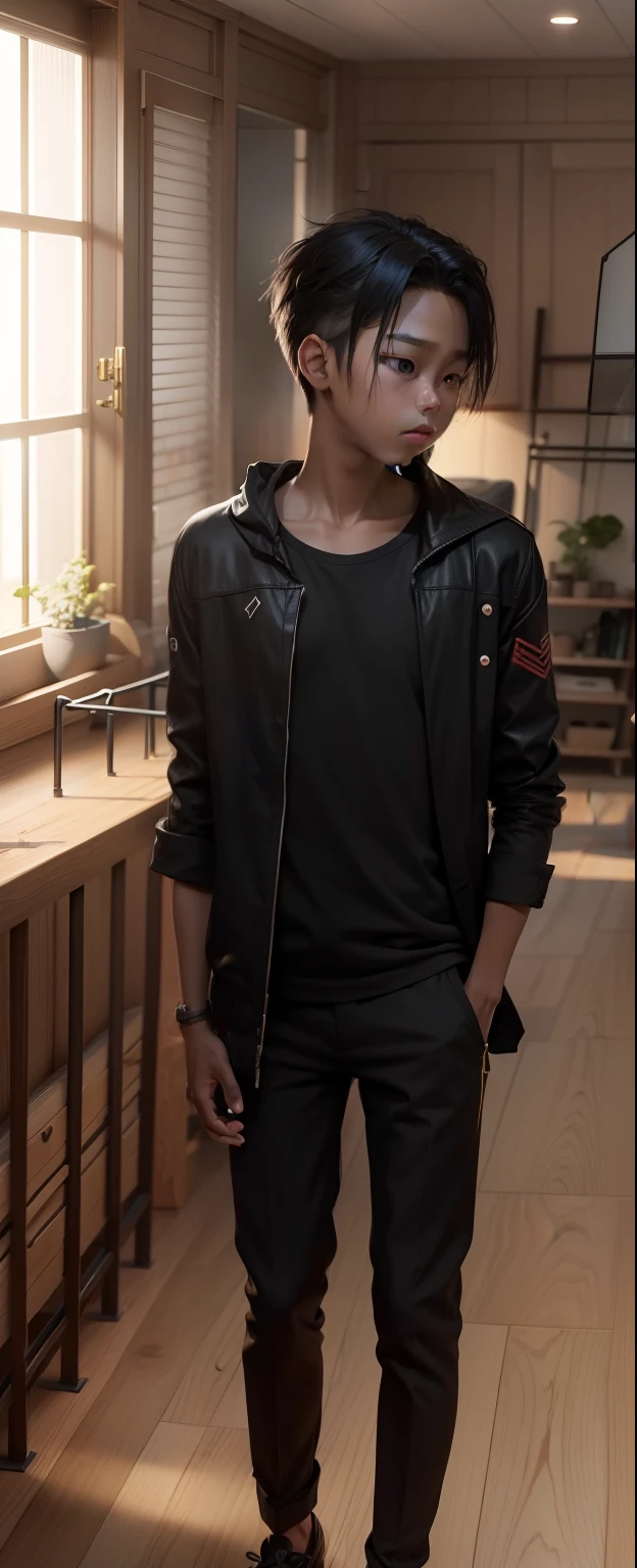 Hiro,real fach,headsomke boy heir blck,8k,innocent boy realistic face