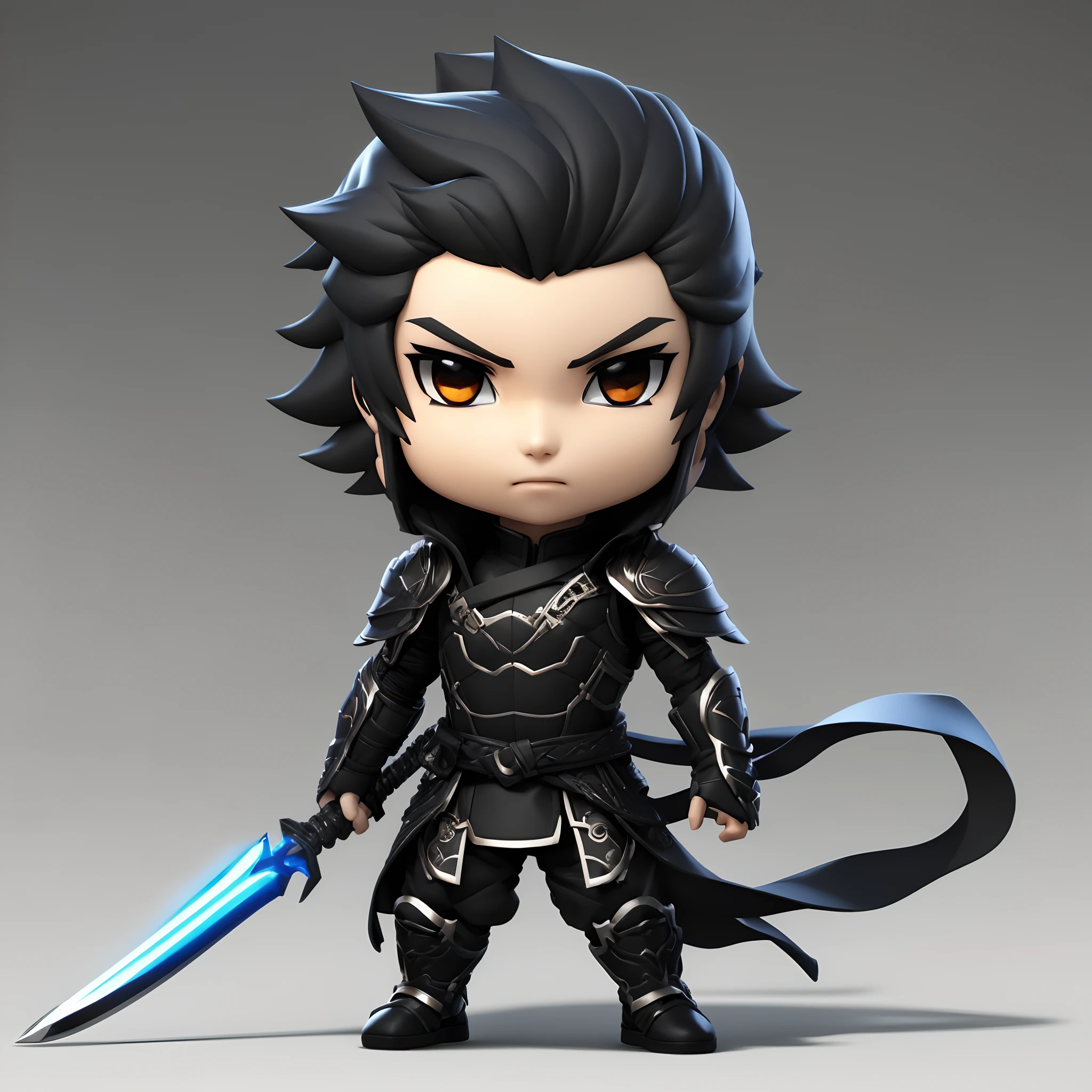 Close-up of a small toy with a sword in his hand, Advanced Digital Chibi Art, very detailed character, 3 d render character art 8 k, small character. unreal enginee 5, 3d rendering stylized, Nendoroid 3D, 3 d render official art, style as nendoroid, maxwell render, high-detail iconic characters, Character Rendering