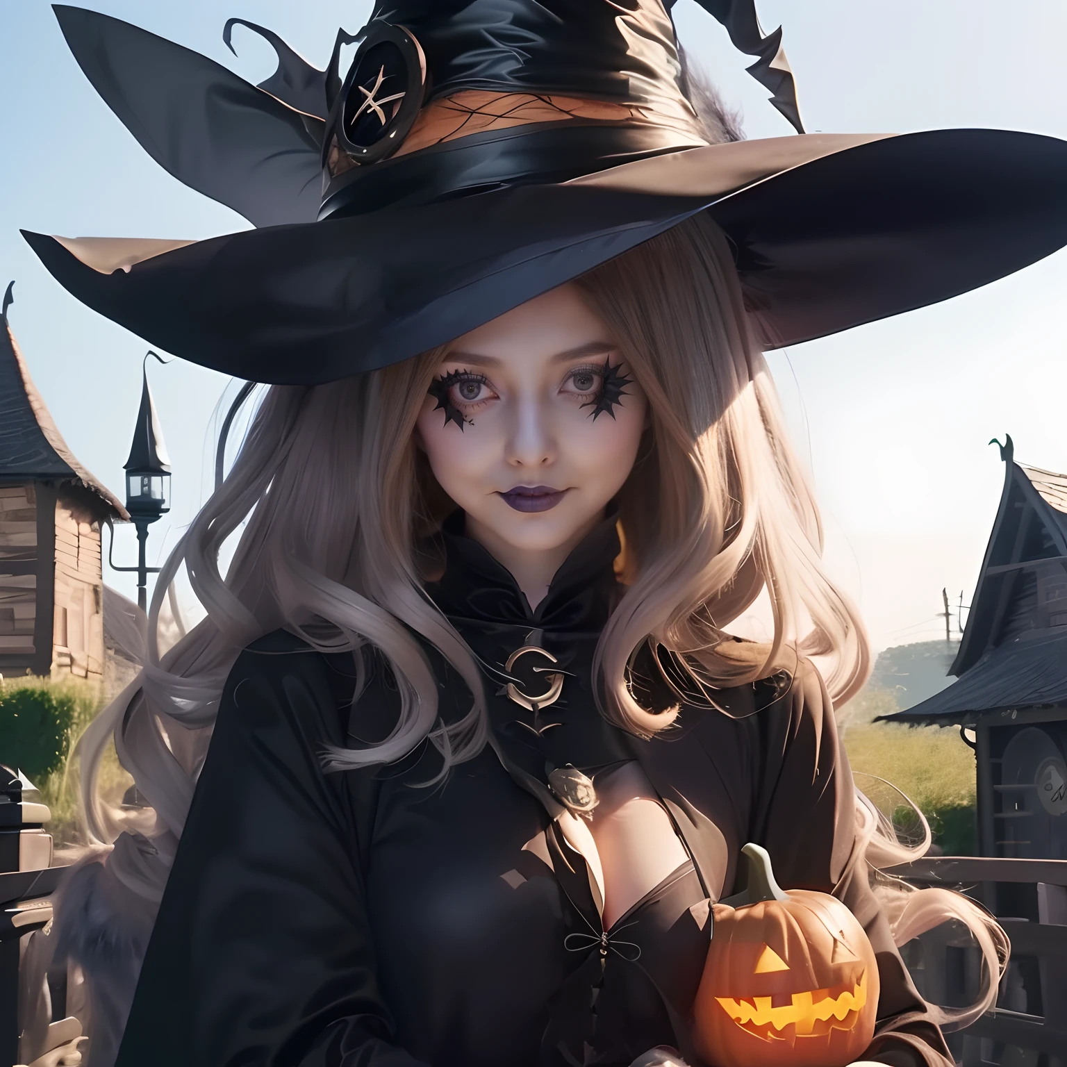 (1 girl in:1.4)、(Witch Costume:1.5)、Halloween Costumes、a beauty girl、15yo student、Super beautiful、8K、realisitic、HDTV、top-quality、Super masterpiece、