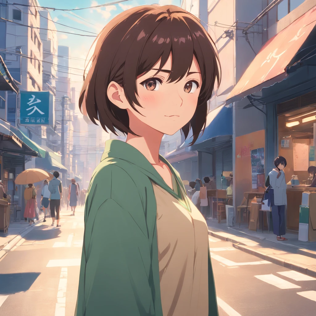 There was a woman standing in the street with a camera, Realistic anime 3 D style, 8K selfie photos, a beautiful anime portrait, Photorealistic anime, Anime style. 8K, realistic anime artstyle, Stunning anime face portrait, anime realism style, Kawaii realistic portrait, 3 d anime realistic, portrait anime girl, realistic art style, Anime style 4k