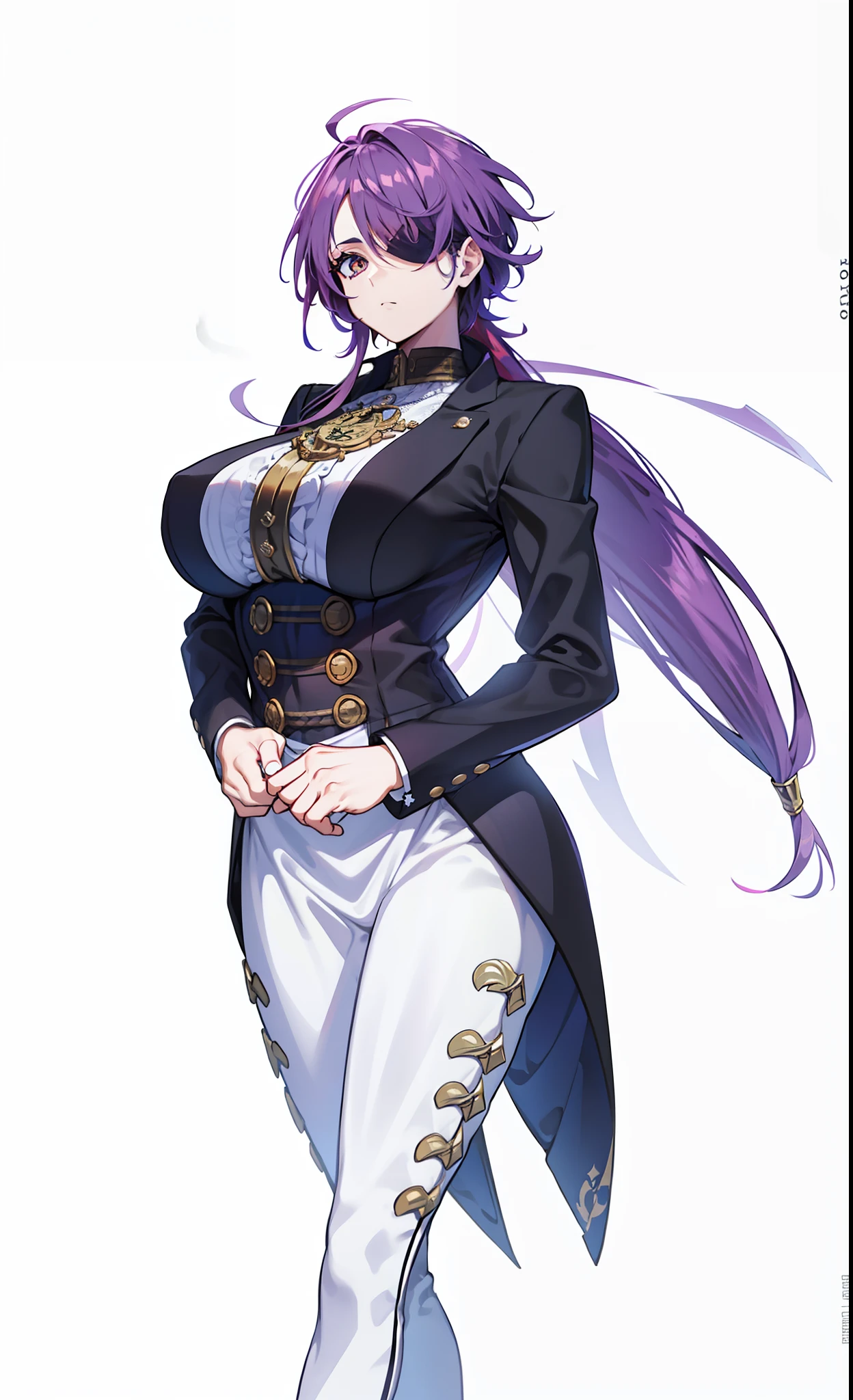 Guerreiro vestido com armadura preta cabelo roxo com tapa olho  de pirata8k