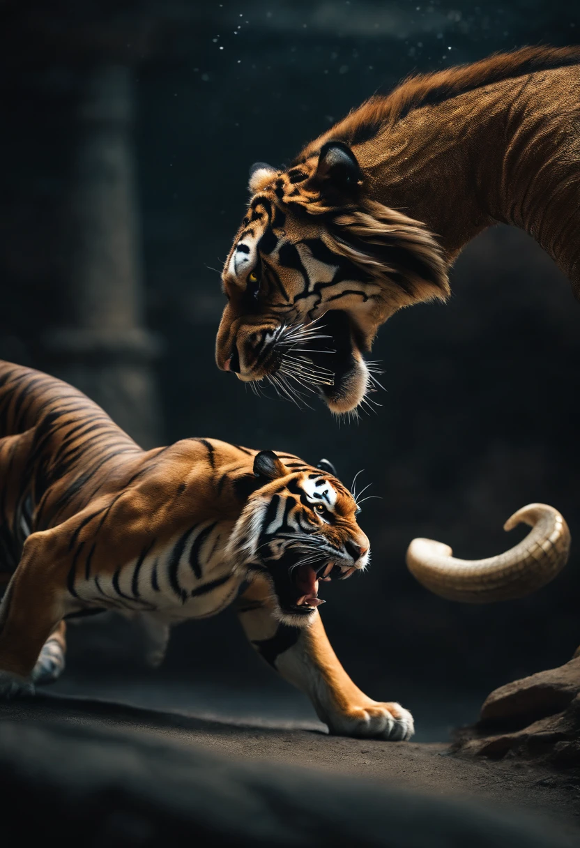 tiger fighting a dragon