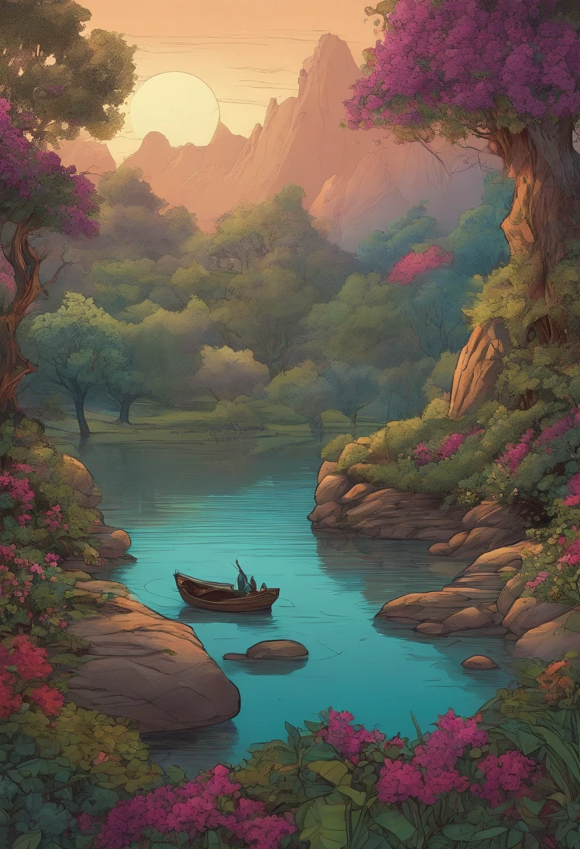 Detailed comic style of small fantasy respite
