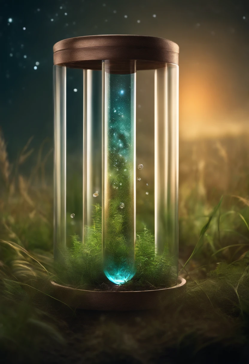 Test tube, universe, dust, grass no The ground, crystal elemets